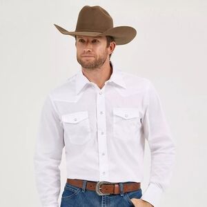 Wrangler® Western Snap Shirt - Long Sleeve Solid Broadcloth Men's XL NWT